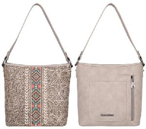 Montana West Tooled Collection Concealed Carry Hobo Bag - Beige