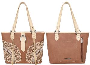 Montana West Cutout/Buckle Collection Concealed Carry Tote - Tan