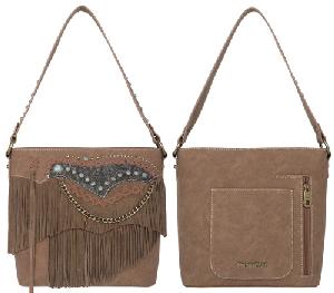 Montana West Fringe Collection Concealed Carry Hobo Bag - Brown