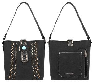 Montana West Tooled Collection Concealed Carry Hobo Bag - Black