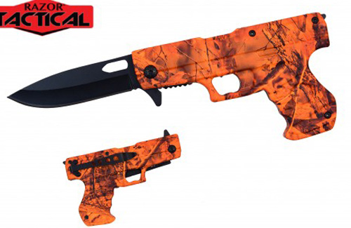 Wholesale Gun Shape Spring Assist Knife Orange