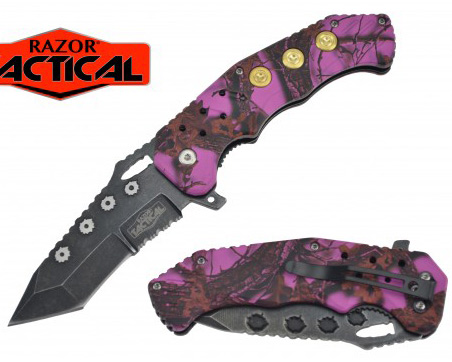 Wholesale Spring Assisted Knife w/ABS Handle, 4.5" closed Purple