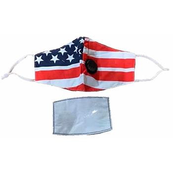 USA Flag Cloth Face Mask With Filter And Valve