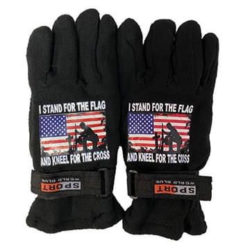 Wholesale Stand Flag Kneel Cross Fleece Gloves