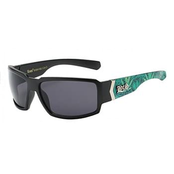 Locs Thick Black Wrap with Cannabis Print Unisex Sunglasses