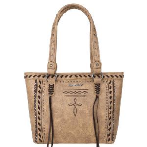 Montana West Whipstitch Collection Concealed Carry Tote Light Brown