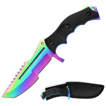 8.5" Hunting Knife with Sheath Rainbow Titanum