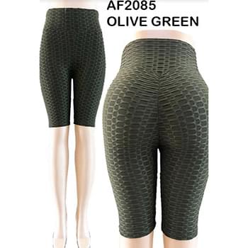 Wholesale Tik Tok Big Butts Capris Legging in Olive Green