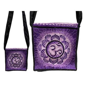 Sille Embroidered Peace Sign lotus purple sling bag $8