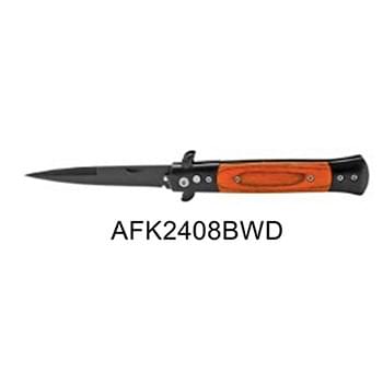 Black Blade Wood handle Switchblade Knife