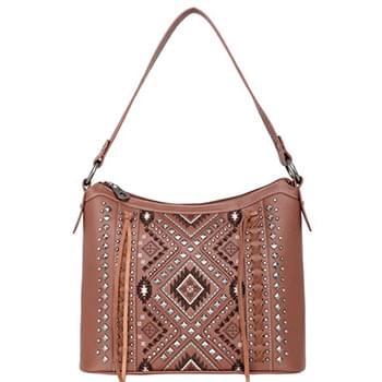 Montana West Studded Collection Concealed Carry tote brown Aztec