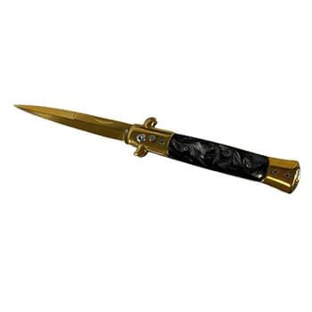5" Spring Assisted Switchblade Knife - Gold and Black