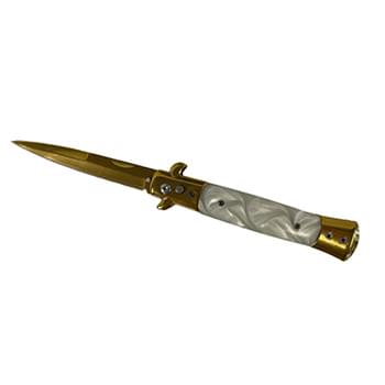 5" Spring Assisted Switchblade Knife - Gold and Silver