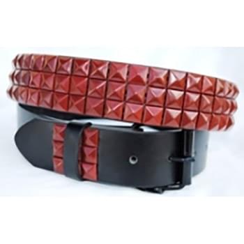 wholesale adult belts 3 row brown pyramid studs on black belt