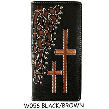 Wholesale Long Men Wallet with Double Cross Black and Brown