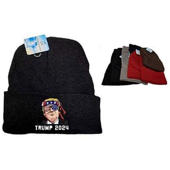 Trump 2024 With USA Sunglasses Mix Color Winter Beanie