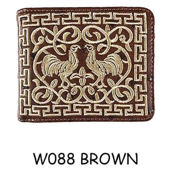 Rooster Embroidery Bi-Fold Wallet - Brown