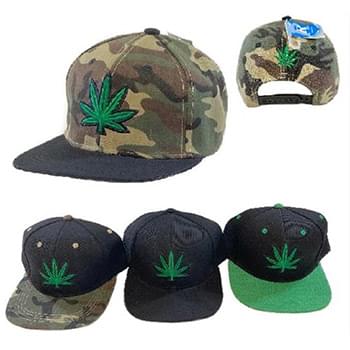 Wholesale Green Marijuana Leaf Snapback Hats
