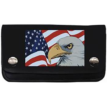 Wholesale 6.5inch Leather Biker Wallet with Chain USA Eagle