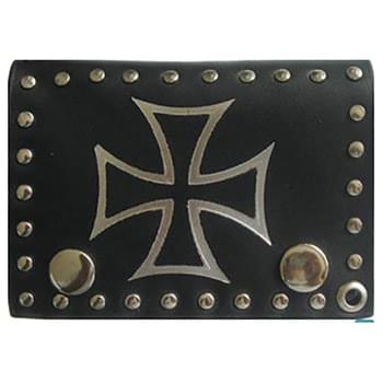 Wholesale Tri Fold Wallet with Embossed Cross Chain LeatherWallet