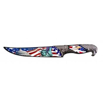 HUNTING KNIFE 13.5" WITH SCABBARD Black God Bless America Liberty
