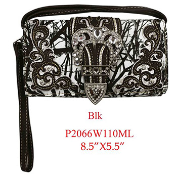 Wholesale Black Camo Wallet Purse with crossbody strap