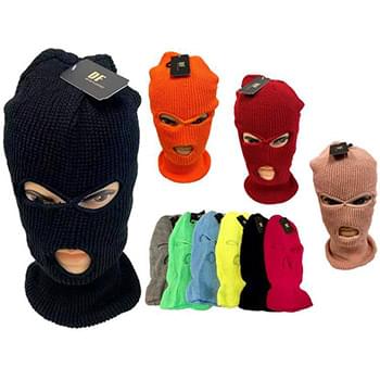 Wholesale Knitted Neon Color Winter Mask/Hat with 3 Hole.