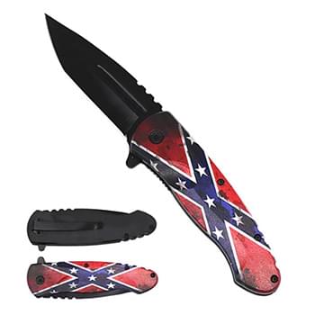 7.75" Blade Folding knife Semi -Automatic Rebel Flag