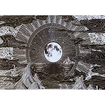 Black and White Moon and Mountain Single Size Tapestries