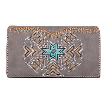 Montana West Aztec Collection Wallet Coffee Turquoise Center
