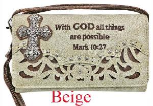 Wholesale Wallet Purse with GOD All things Are Possible Beige