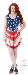 Wholesale Indian Rayon Top Tie Dye American Flag Design Assorted