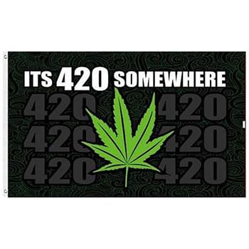 Wholesale Its 420 somewhere Marijuana Leaf Graphic Flags