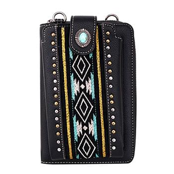 American Bling Aztec Collection Phone Wallet/Crossbody Black