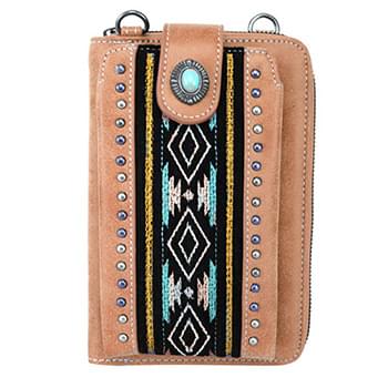 American Bling Aztec Collection Phone Wallet/Crossbody Brown