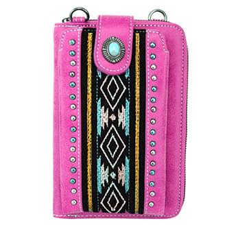 American Bling Aztec Collection Phone Wallet/Crossbody Hot Pink