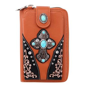 American Bling Cross Design Collection Phone Wallet/Crossbody BR