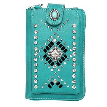 American Bling Southwestern Collection Crossbody Wallet Purse Turquoise