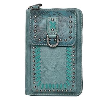 American Bling Embossed Collection Crossbody Wallet Purse Turquoise