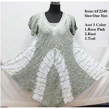 Wholesale Rayon Crepe Acid Wash Solid Color Umbrella Dress