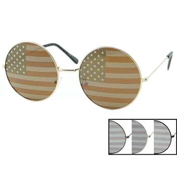 Wholesale Metal Frame Circle Shape American Flag Sunglass