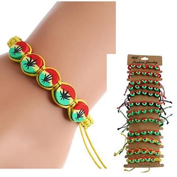 Wholesale Marijuana Leaf Rasta Color thread bracelet