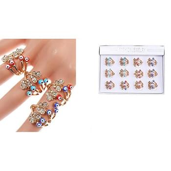 Wholesale Rhinestone Butterfly And Evil Eye Ring