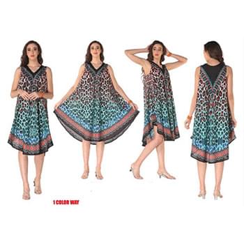 Wholesale Rayon Printed Dress with V Neck 1 Color