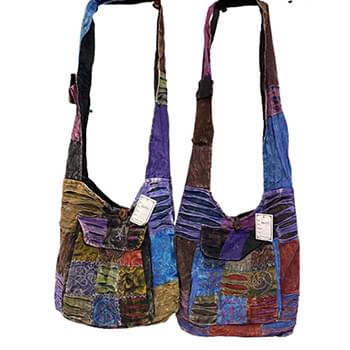Handmade Patchwork Peace Sign Hobo bags with large front p