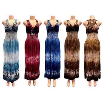 Wholesale Maxi Dress with Lace Back Assorted