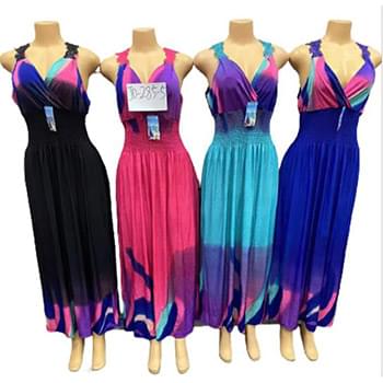Wholesale Long Maxi Ombre Color Patch Lace Back Dresses