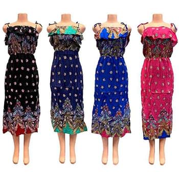 Wholesale Tie Strap Culture Colors Long Dresses