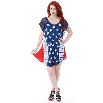 Wholesale American Flag Pattern Rayon Dress 1X-3X