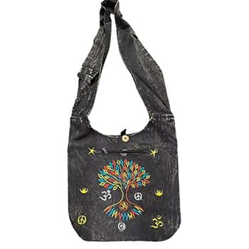 Embroidered Peace sign tree of life Hobo bags